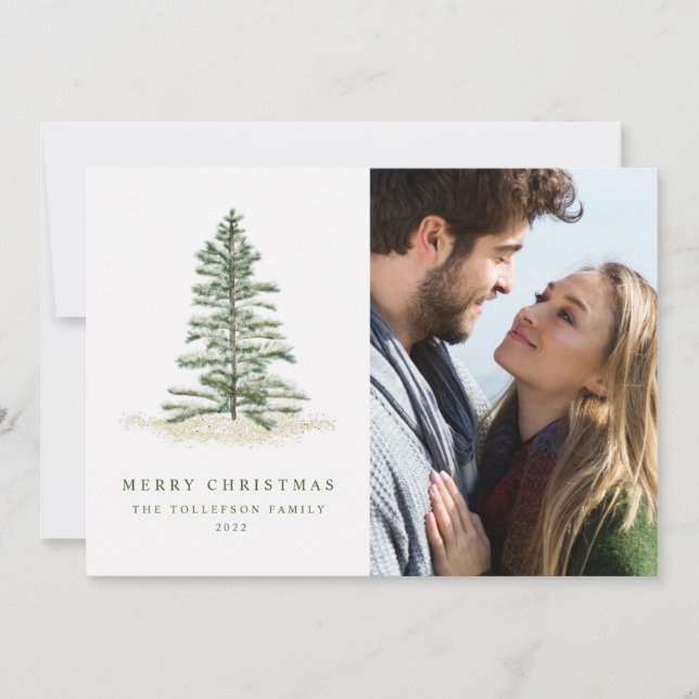 Carte de Noël simple moderne aux verts persistants (Devant)