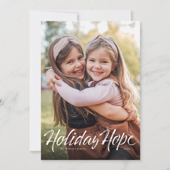 Carte de Noël simple photo Hope pour les fêtes (Devant)