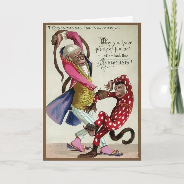 Carte de Noël singe méchant victorien  (Devant)