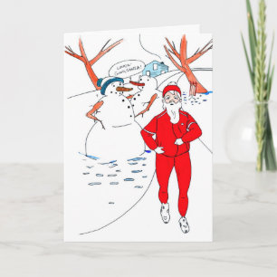 Carte de Noël Skinny Père Noël pour coureur