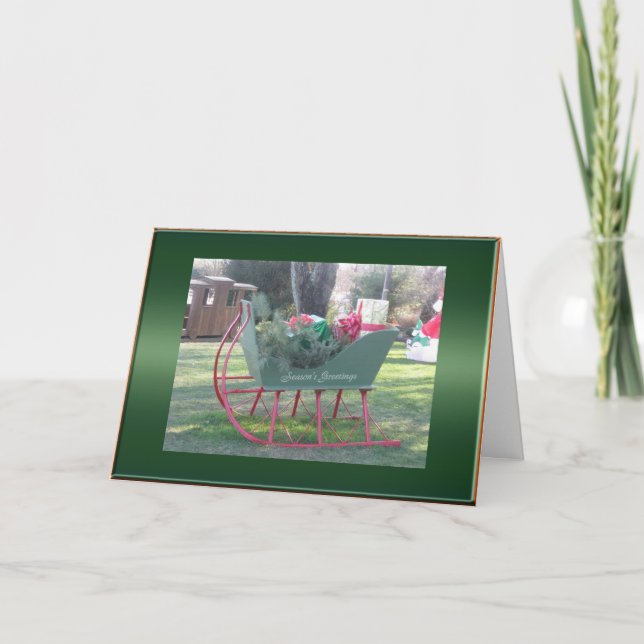 Carte de Noël Sleigh et Cadeaux (Devant)