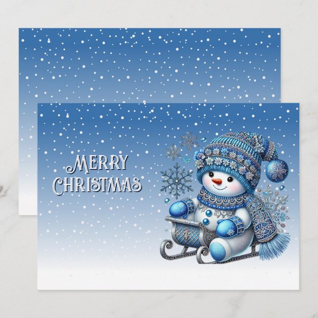 Carte de Noël Sliding Snowman (Devant / Derrière)