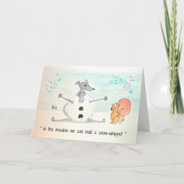 Carte de Noël Snow-Whippet (Devant)