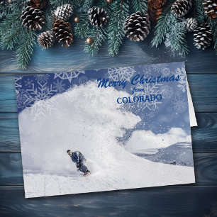 Carte de Noël Snowboard Colorado Snowflacon