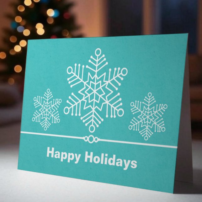 Carte de Noël Snowflakes, Turquoise (Turquoise Delicate Snowflakes Christmas Card)