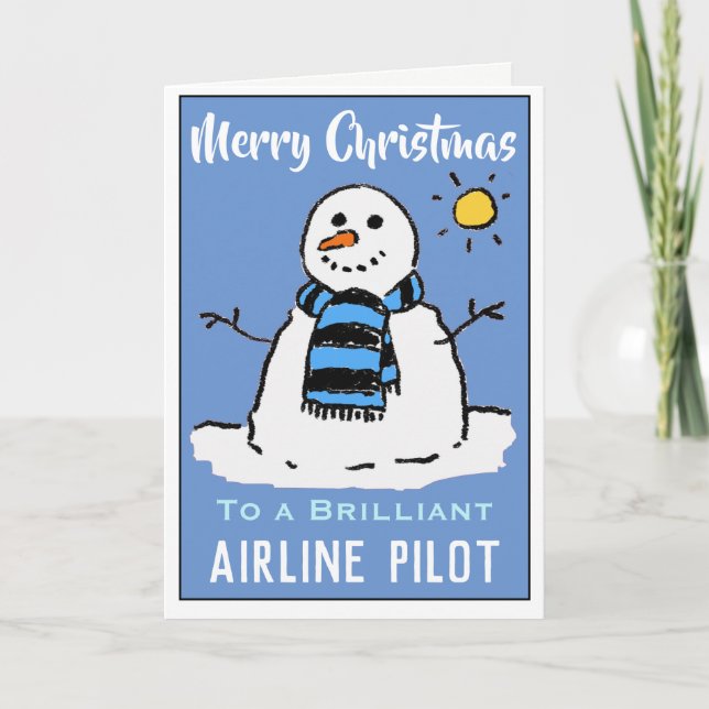 Carte de Noël Snowman amusante pour un pilote de l (Devant)
