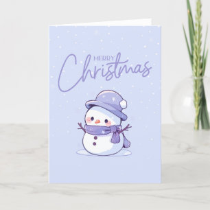 Carte de Noël Snowman avec Arrière - plan pourpre
