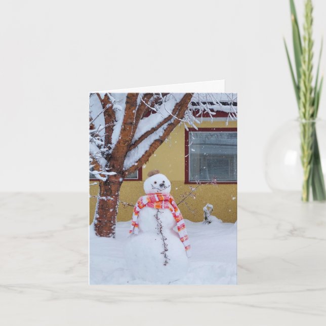 Carte de Noël Snowman avec couplet scripté (Devant)