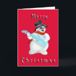 Carte de Noël Snowman avec guitare<br><div class="desc">Snowman avec Guitare MIGNED Peinture - Joyeuses cartes de Noël - Choisissez vos couleurs préférées / texte / police</div>