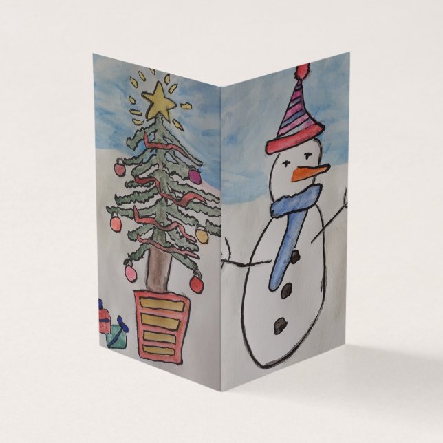 Carte de Noël Snowman & Christmas Tree (Outside)