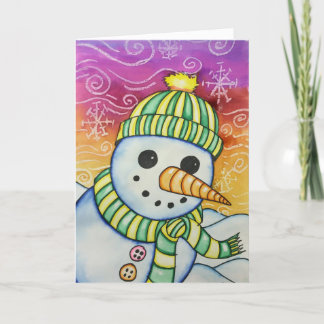 Carte de Noël Snowman coloré