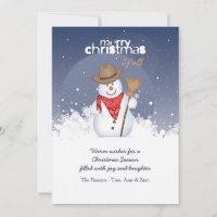 Carte de Noël Snowman Cowboy
