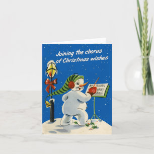 Carte de Noël Snowman de style rétro