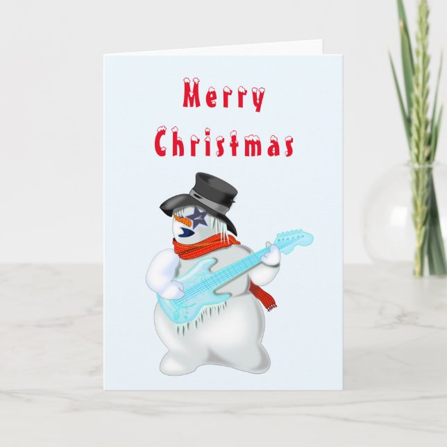 Carte de Noël Snowman Guitare Player Funny (Devant)