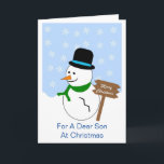 Carte de Noël Snowman Son<br><div class="desc">Carte de voeux son carte de Noël design snowman carte. Customisez cette carte de Noël avec n'importe quel texte puis faites-la imprimer et vous l'envoyer ou téléchargez-la instantanément. Si vous avez besoin d'aide pour vous customiser, contactez-nous via le lien de cette page. Son snowman design carte de Noël personnalisée que...</div>