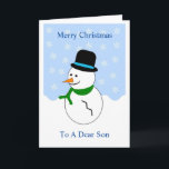 Carte de Noël Snowman Son<br><div class="desc">Carte de voeux son carte de Noël design snowman carte. Customisez cette carte de Noël avec n'importe quel texte puis faites-la imprimer et vous l'envoyer ou téléchargez-la instantanément. Si vous avez besoin d'aide pour vous customiser, contactez-nous via le lien de cette page. Son snowman design carte de Noël personnalisée que...</div>