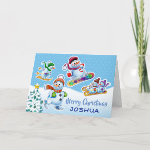 Carte de Noël snowmen carte personnalisée.