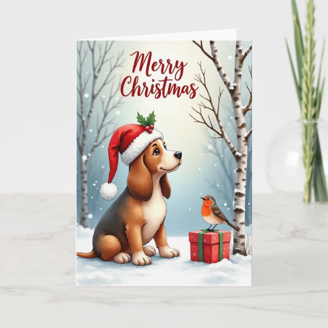 Carte de Noël Snowy Pup (Devant)