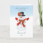 Carte de Noël Son Snowman<br><div class="desc">Joyful Snowman vous souhaite un Joyeux Noël</div>