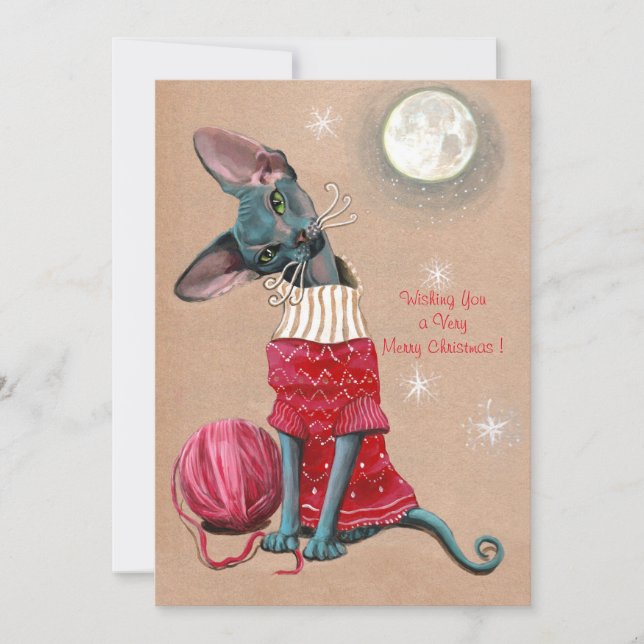 Carte de Noël Sphynx Cat (Devant)