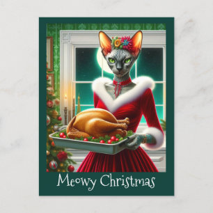Carte de Noël   Sphynx Chat Lady Xmas Turquie