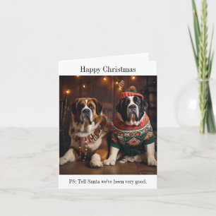 Carte de Noël St Bernard Dogs