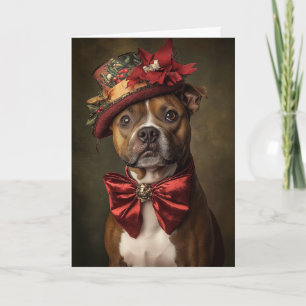 Carte de Noël Staffie Élégant Chien Victorien