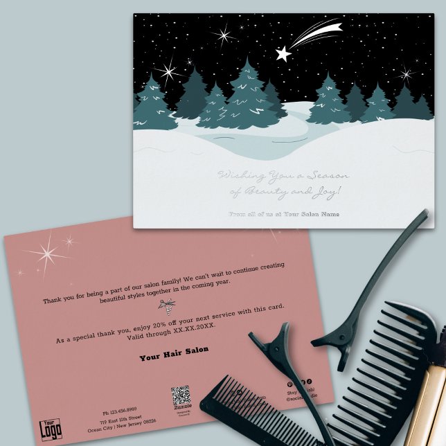 Carte de Noël Star & Forest Foil (Shooting Star & Forest Foil Christmas Holiday Card)