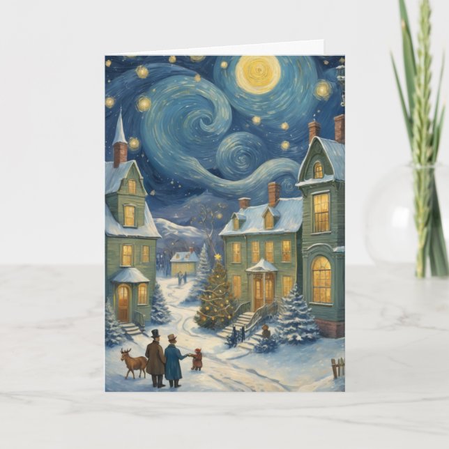 Carte de Noël Starry Night personnalisée - Personn (Devant)