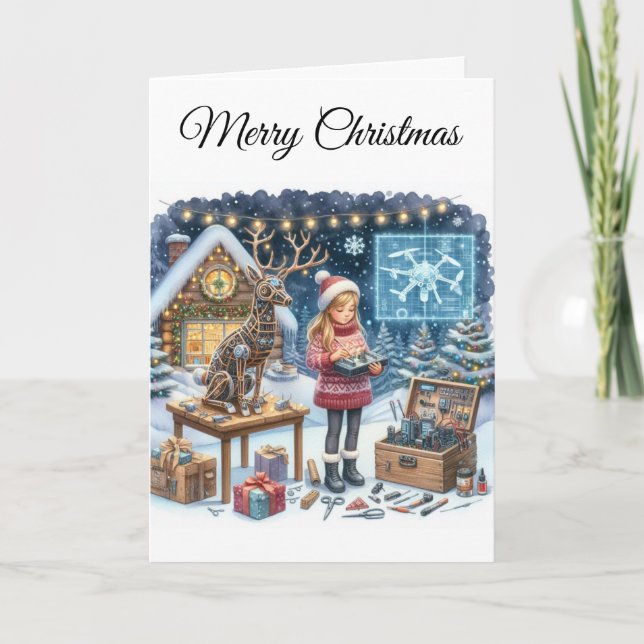 Carte de Noël STEM pour les filles de la tech (Devant)