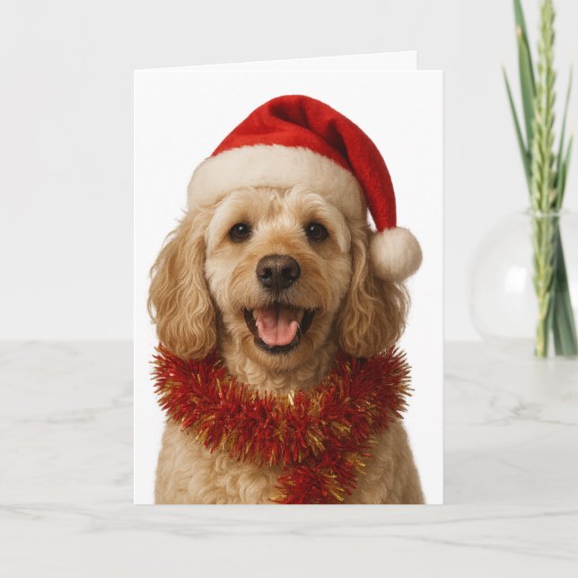 Carte de Noël super mignonne Cockerpoo crème (Devant)