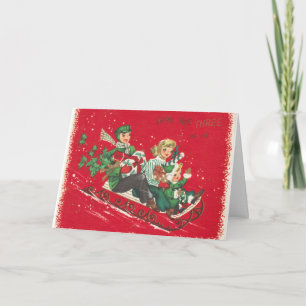 Carte De Noël Sur La Rivière Et À Travers Le Bois
