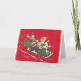 Carte De Noël Sur La Rivière Et À Travers Le Bois