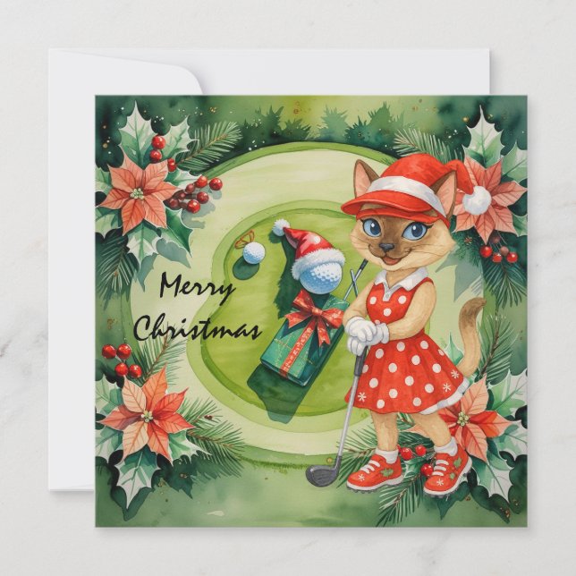 Carte de Noël sur le thème du golf pour les femmes (Devant)