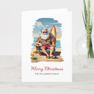 Carte de Noël Surfing Père Noël Beach