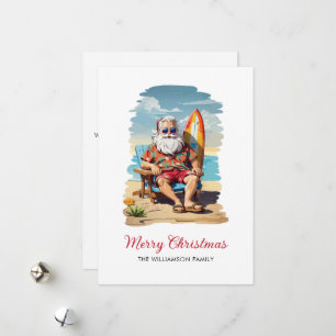 Carte de Noël Surfing Père Noël Beach