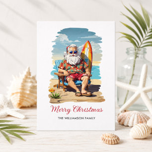 Carte de Noël Surfing Père Noël Beach