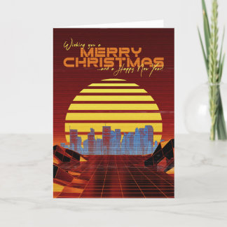 Carte de Noël synthwave orange