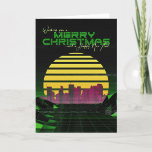 Carte de Noël synthwave verte
