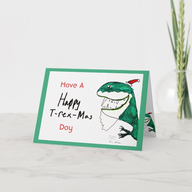 Carte de Noël T-Rex-Mas (Devant)