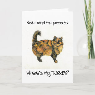 Carte de Noël Tabby Chat Brown