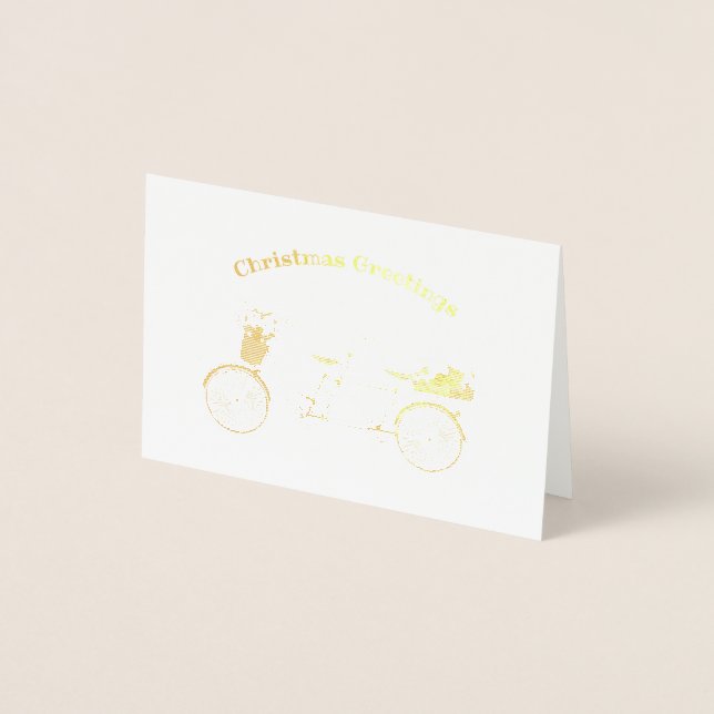 Carte de Noël Tandem Bicyclette en or (Devant)