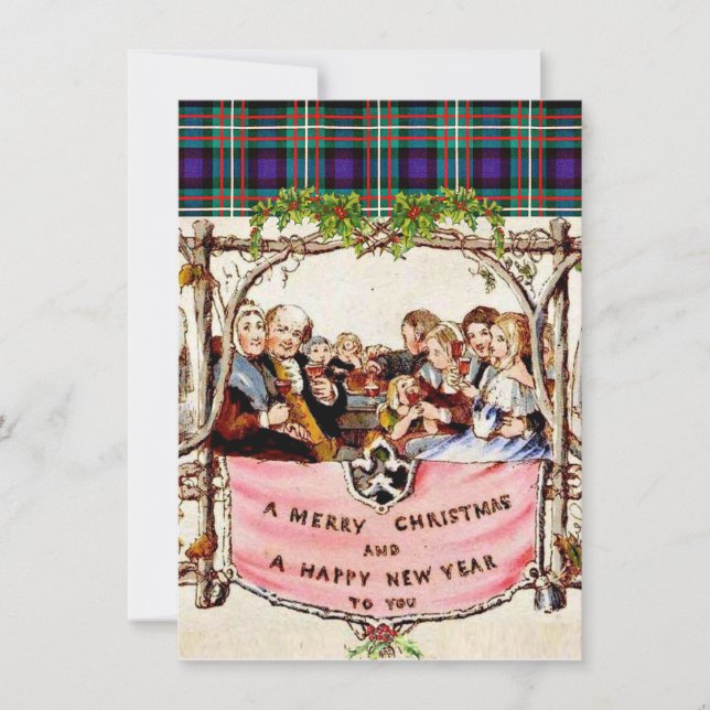 Carte de Noël Tartan ou invitation (Devant)