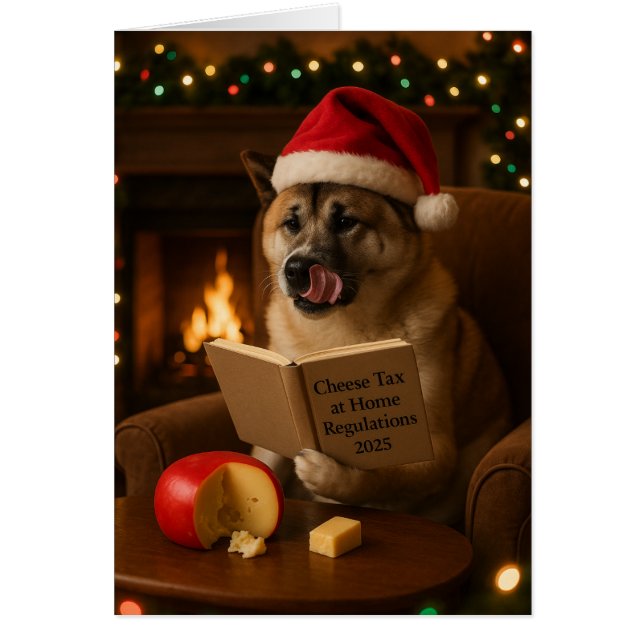 Carte de Noël 'Taxe fromage' Akita (Devant)
