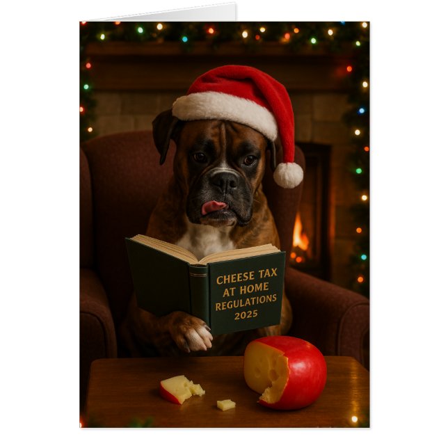 Carte de Noël 'Taxe fromage' Boxer (Devant)