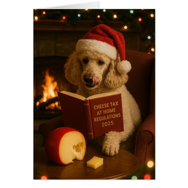 Carte de Noël 'Taxe fromage' Caniche (Devant)