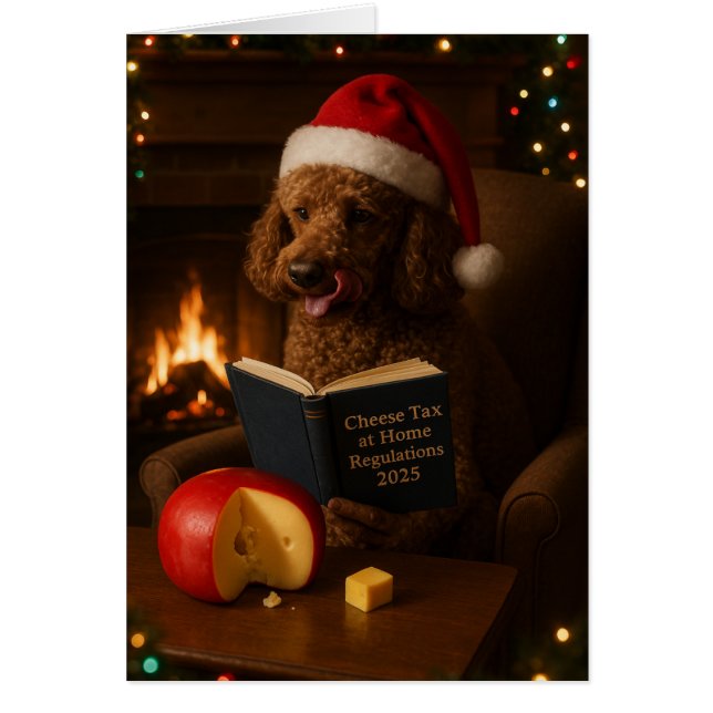 Carte de Noël 'Taxe fromage' Caniche (Devant)