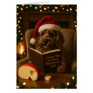 Carte de Noël 'Taxe Fromage' Cockerpoo marron