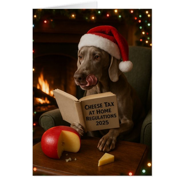 Carte de Noël "Taxe fromage" du Weimaraner (Devant)