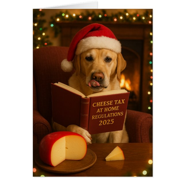 Carte de Noël Taxe Fromage Labrador Jaune (Devant)